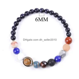 Kaliwowy kamień słoneczny Układ słoneczny Galaxy Starry Strand Bransoletka Lava Rock LaSurite Breade Bracelets for Women Men Men Mode Biżuteria Wil dhlr1