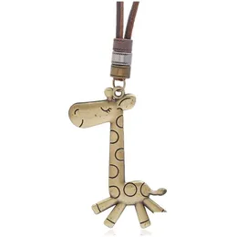 Pendant Necklaces Cartoon Animal Giraffe Necklace Adjustable Chain Leather For Women Men Hip Hop Fashion Jewelry Gift Drop Delivery P Dh4M8