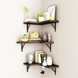 Decorative Objects Figurines Creative Wall Corner Shelves Wooden Storage Shelf Living Room Decor Display Stand Mounted Home Office Frame 230615