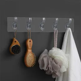 New A Row Of Traceless Hooks Wall Hanger Sticke Transparent Glue Hooks Kitchen Bathroom multi purpose Hooks Nail-free Wall Hook