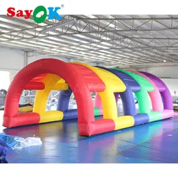 8x2.5x2mH Inflatable Rainbow Tunnel Tent Car Tunnel Colorful Inflatable Exhibition Structure Arch Tent for Party Advertising