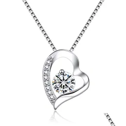 Anhänger Halsketten Liebhaber Herzform Halskette S925 Silber Überzogene Kristall Diamanten Klassische Frauen Mädchen Dame Hochzeit Schmuck Drop Liefern Dhy6L