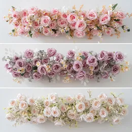 Dekorativa blommor 100 cm livliga konstgjorda blomsterlöpare bröllop ros hortensia förtjockar radarrangemang bågdekor scenlayout bakgrund fl