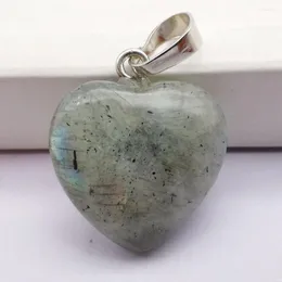 Pendant Necklaces Labradorite Stone GEM Heart Lucky Jewelry S3022