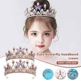 Hair Clips Butterfly Jewelry Pearls Crystal Tiaras Princess Costume Crown For Kids Girls Women Ladies Bridal Wedding Accessories