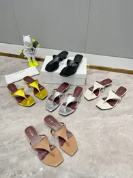 Designer The Row Sandals French Lady Leather Toe Clip Square Kattunge Heel Luxury Casual Bekväm utomhusfest toffare Eggo