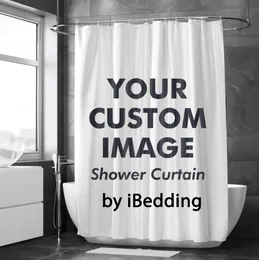 샤워 커튼 ibedding 커스텀 샤워 커튼 욕실 방수 커튼 맞춤형 포 폴리 에스테르 목욕 장식 고리 포드 드롭 230615