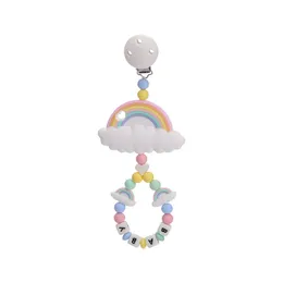 Baby Teethers Toys 1pcs Bite Silicone Pacifier Chains Rainbow Clouds Cartoon Teething Chain Teether Soother Chew Dummy Clip Nipple Holder 230615