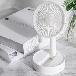 Wentylatory elektryczne przenośne ładowanie USB składane teleskopowe dla biurowego pulpitu gospodarstwa domowego Niski hałas Summer Electric Fan R230616