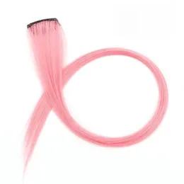 Estensioni sintetiche colorate per capelli arcobaleno con clip in un unico pezzo da 20 pollici lunghi pezzi di capelli finti lisci per le donne
