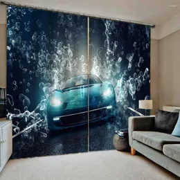 Cortina 3D Sports Car Windows Cortinas Finas Para Crianças Belo Cenário Sala de Estar Quarto Cozinha Cortinas Personalizadas Dropship