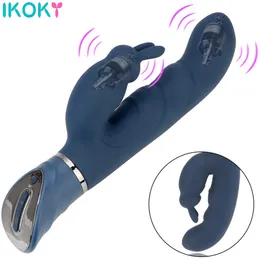 Sex Toy Massager Ikoky Rabbit Vibrator G Spot Dildo för kvinnor 10 vibrationslägen Vattentät kaninklitorileksaker