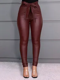 Spodnie damskie capris pu skóra długie spodnie ścisłe ołówek do spodni legginsy damskie biuro vintage spodni klubowy 230615