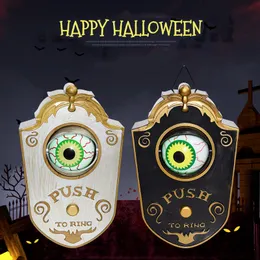 Plush Dolls Electric Doorbell Halloween Door Pendant Creative One eyed Bell with Horror Sound Haunted House Home Party Decoration Prop 230615