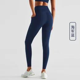 LU-92 Yoga-Hose, hohe Taille, Gym-Leggings, Seitentasche, Laufen, Sport, Fitness, Strumpfhosen, lässige Workout-Übungshose