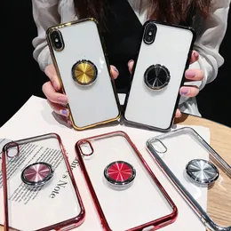 Luxury Plating Silicone With Ring Holder Cases Multifunction Bracket For iPhone 14 13 12 11 pro 6 6S 7 8 Plus X XS MAX XR Transparent Cover Samsung S20 Note20