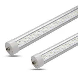 Tubi LED T8 Doppi LED 8ft 2400mm 70W AC85-265V FA8 Luci 100LM/W PF0.95 SMD2835 Un singolo pin 2pin G13 R17D Ruota lampade fluorescenti Lampadine a barre lineari 8 piedi 8 piedi 2,4 m