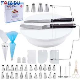 Bakning Mögel Pakter Turntable Kit Cake Decorating Supplies Tools Tillbehör Roterande stativ Cream Nozles för fondant 230616