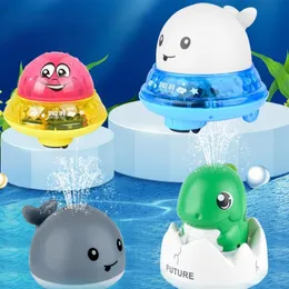 목욕 장난감 베이비 욕조 장난감 풍선 스프레이 워터 샤워 수영장 전기 고래 공 볼 가벼운 음악 LED 가벼운 장난감 어린이 선물 230615