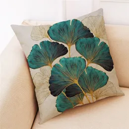 وسادة وسادة cushiondecorative Ginkgo Leaf Cotton Linen Case for Sofa Car Covers Cushion Disporative Cushion 45x45cm Bedroom Pendcase 230615