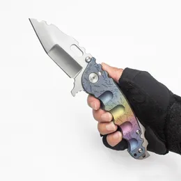 Heeter Knifeworks Folding Knife Man of War Tactical Survival Tools Strong S35VN Blade Custom Colorful Fashion Titanium Handle Heavy Outdoor Equipment Pocket EDC