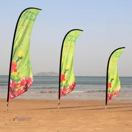 علم الشاطئ المخصص في الهواء الطلق مع لافتات ، مستطيل ، سكين وبوليستر بانديرا دي بلايا