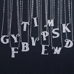 Anhänger Halsketten Pera Einfache Mode CZ 26 Buchstaben Alphabet Initiale Freie Kombination Charme Halskette Für Frauen Schmuck Zubehör P003