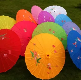 Adults Chinese Handmade Fabric Umbrella Fashion Travel Candy Color Oriental Parasol Umbrellas Wedding Tools Fashion Accessories 0619