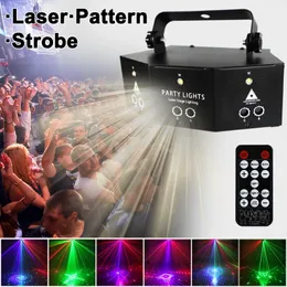 9 Eyes LED Laser Projector RBG Fiesta Light DJ Disco Stage Lamp DMX 512 Controller Music Sync Colorful Effect for Home Party Bar