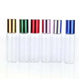 500 pçs/lote 10ml Frascos de óleo essencial de vidro transparente com bolas de rolo de vidro Aromaterapia Perfumes Bálsamos labiais Roll On Bottles Qrkvq