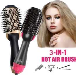 Hårborstar 3 i 1 hårtorkborste enstegs volumizer Blow Dryer Brush Hair Starten Curler Professional Air Brush Hair Styler Comb 230616
