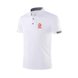 Polônia masculino e feminino polo design de moda macio respirável malha esportes camiseta esportes ao ar livre camisa casual