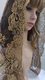 Roupas étnicas bordados dourados tradicionais rendas espanholas mantilha véu triangular