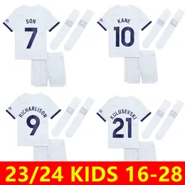 Kid 2023 2024 Fotbollssats Tracksuits Kane Son Hojbjerg Kulusevski Soccer Set 23/24 Richarlison Lucas Dele Romero Bryan Spence Spurs Kids Footbal Kits