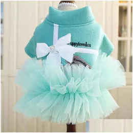 Abbigliamento per cani Teddy Princess Dress Pomeranian Bichon Piccolo cucciolo carino Primavera ed estate Tutudog in pizzo Drop Delivery Home Garden Pet Supp Dhrd4