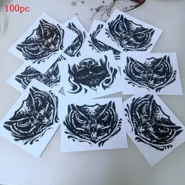 Temporary Tattoos 100piece Owl Skull Wholesale Tattoo Stickers Men Women Waterproof Neck Dark Gothic Cool Fake Big Size 230616