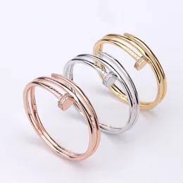 Nowe luksusowe złote naszyjniki z paznokciami Bransoletka dla kobiet srebrna pierścionka