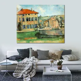 Impressionista Canvas Art House and Farm Jas De Bouffan Handmade Paul Cezanne Painting Landscape Artwork Decoração da sala de estar