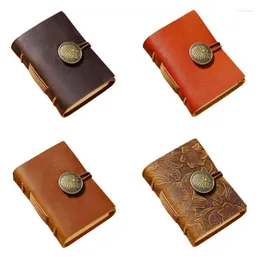 Mini Vintage Leather Journal Retro Handgjorda bundna för notering