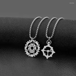 Pendant Necklaces Steampunk Stainless Steel Compass North Star Necklace Hip Hop Gear Octagon Charm Jewelry Cross Pendentif Boussole Collier