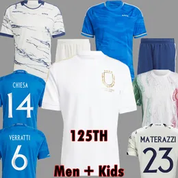 2023 125 Year Anniversary قمصان كرة القدم في إيطاليا 22 23 JORGINHO INSIGNE VERRATTI طقم أطفال رجال CHIESA BARELLA نهائيات CHIELLINI Pellegrini قمصان كرة قدم ثابتة