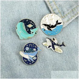 Alfinetes Broches Universo Baleia do Mar Alfinetes Bonito Esmalte Lapel Pin Distintivo Para Mulheres Homens Moda Jóias Will And Sandy Drop Delivery Dhbv1