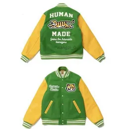 Мужские куртки с человечны изготовлены из зеленой куртки, мужчины, женщины, толстая вышивка тигров