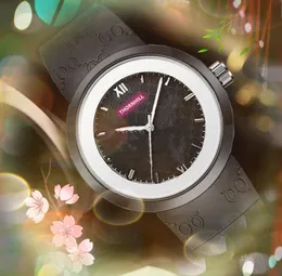 Famous Big Dial Diamonds Ring Watch 43mm Men Classic Generous Rubber Clock Popular Quartz Movement Auto Date Elegant bracelet watches multiple colors gifts