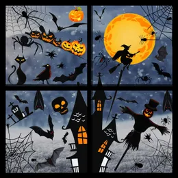 Halloween Decorations Window Clings Halloween Window Stickers Spider Bat Pumpkin Stickers Halloween Window Decor for Glass Wall