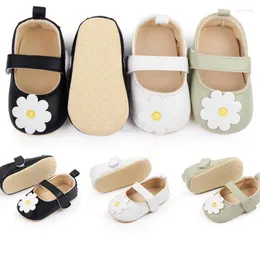 Första vandrare Baby Casual Shoes Spädbarn Toddler Floral Non-Slip Cotton Soft-Sole Flat Pu Walker Born Princess Mary Janes Dress