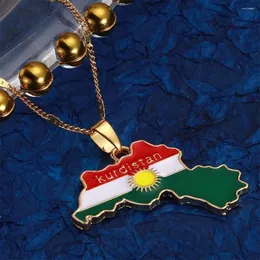 Colares com pingente cor de ouro Mapa da região do Curdistão Koerdistan Corrente de joias