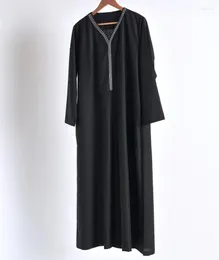 Ethnic Clothing Jalabiyat Ramadan 2023 Dubai Royal Mens Black Embroidered Robe Saudi Loose Large Size Robes Islamic Abaya Herren Muslim