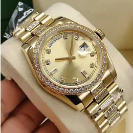 Business Watches Luxury Mens Watches 18238 36mm Diamond Bezel Mechanical Automatic Gold Stainless Steel Bracelet Original Box XGGQ9