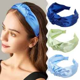 Femmes coréennes nouage bleu bandeau filles couleur unie anti-dérapant bandeau tête cerceau dames mode lavage visage cheveux accessoires
